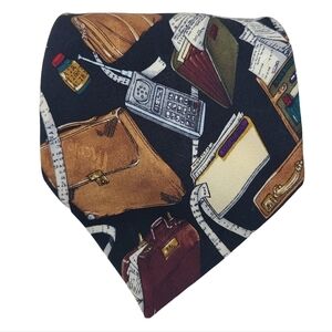 Nicole Miller | Men’s Vintage Working Man's Silk Briefcase Themed Tie (One Size)